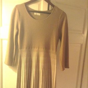 Calvin Klein Tan & Cream Striped  Sweater Dress